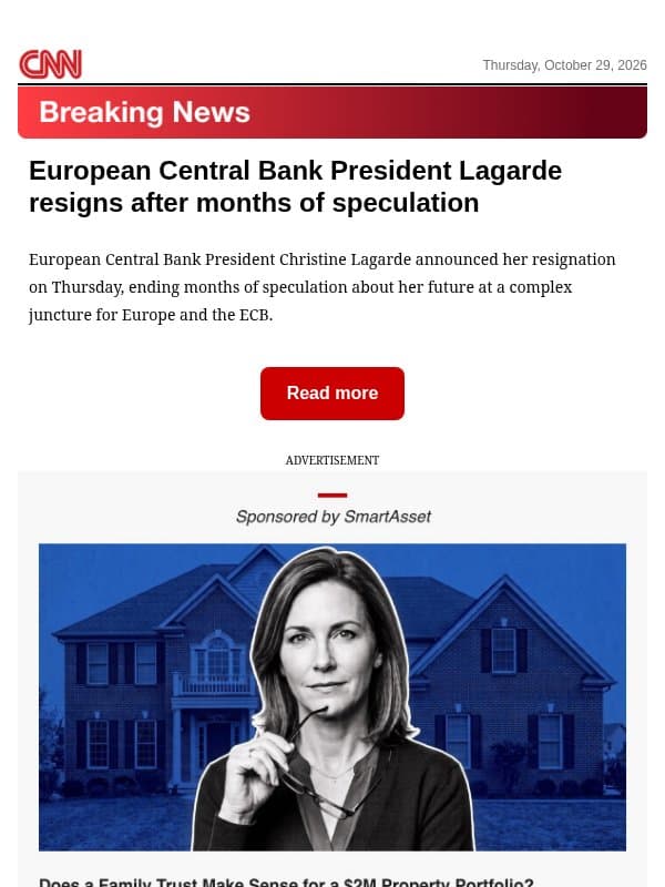 European Central Bank President Lagarde resigns after months of speculation email from CNN
