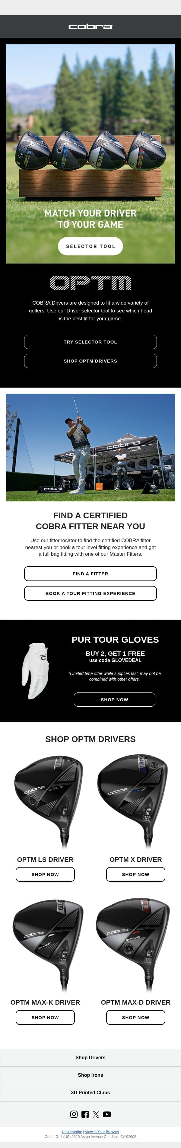 Find the Driver to Match Your Game email from COBRA Golf screenshot