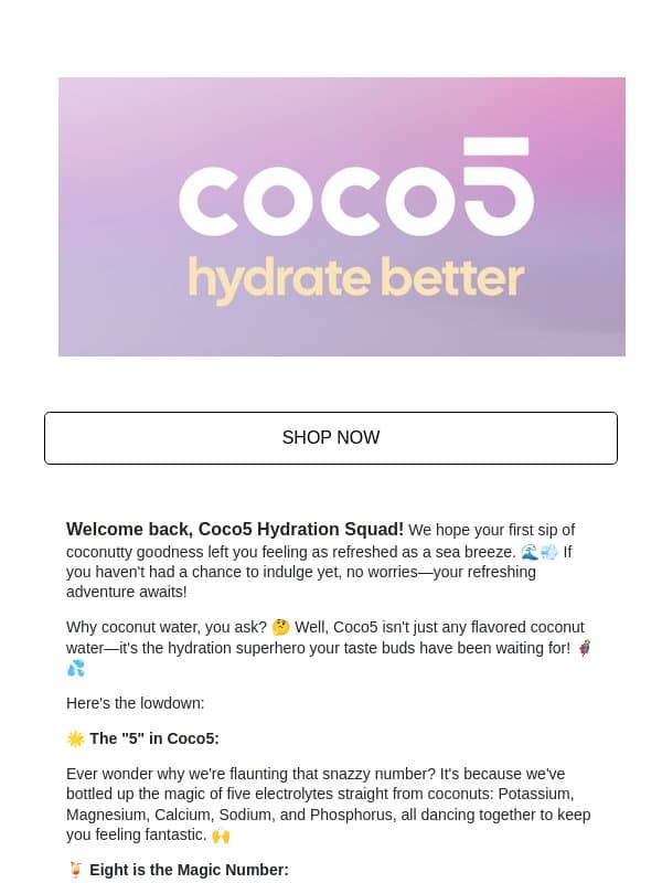 Why Coconut Water?? 🥥 email from Coco5