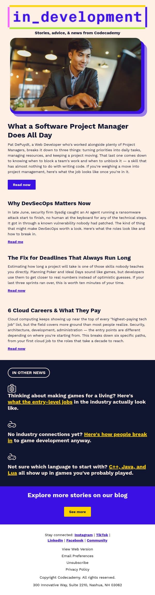 The estimating trick devs swear by email from Codecademy screenshot