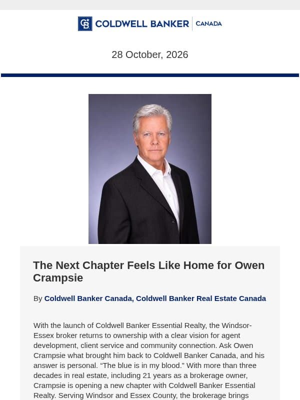 Coldwell Banker Canada: The Next Chapter Feels Like Home for Owen Crampsie email from Coldwell Banker Canada