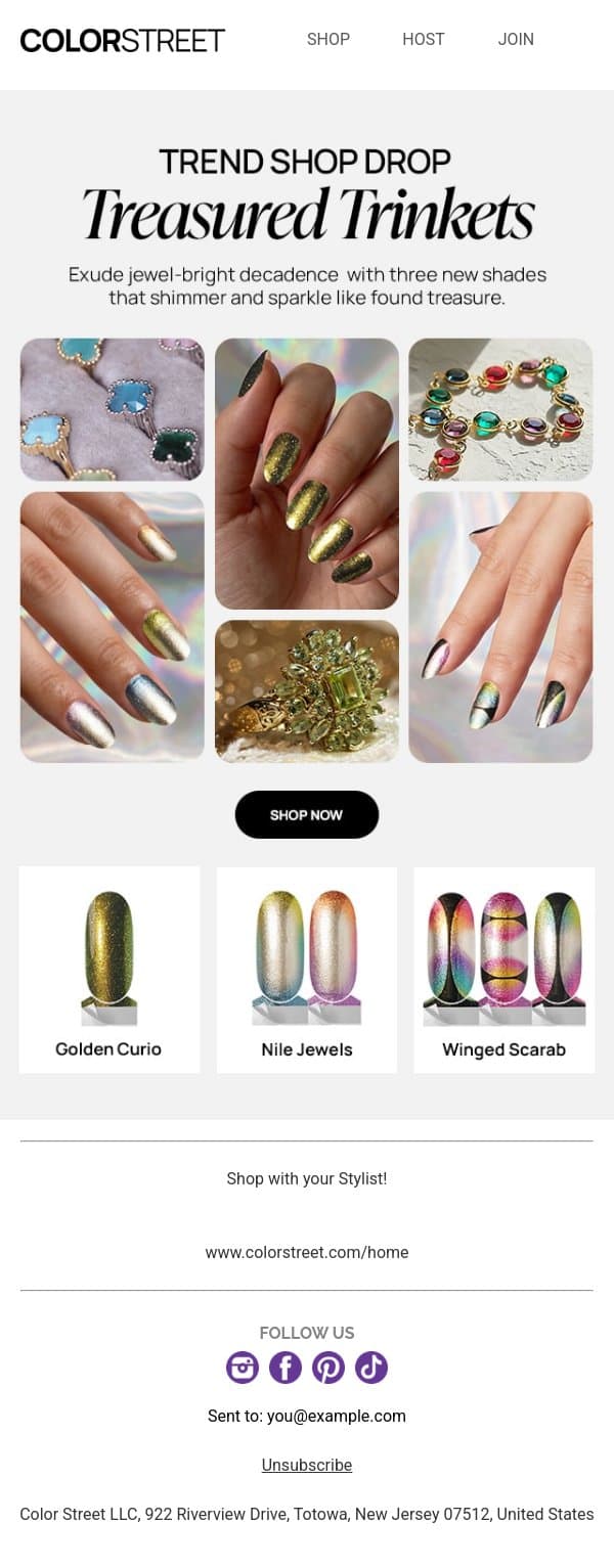 NEW Trend Shop Drop: Treasured Trinkets πͺπ email from Color Street screenshot