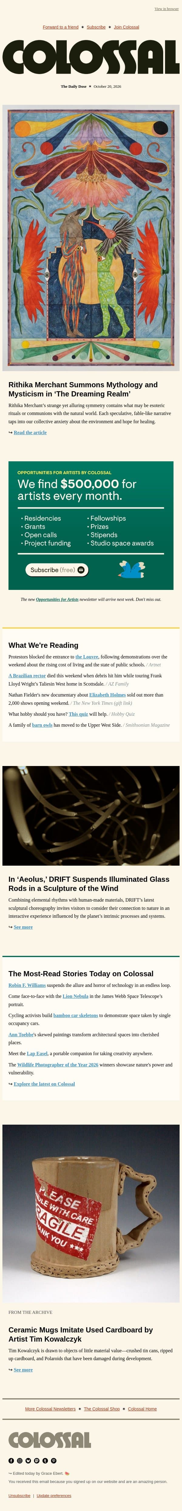 The Dreaming Realm email from Colossal screenshot