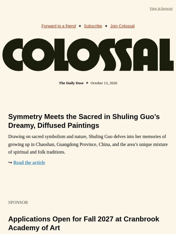 In a Haze email from Colossal