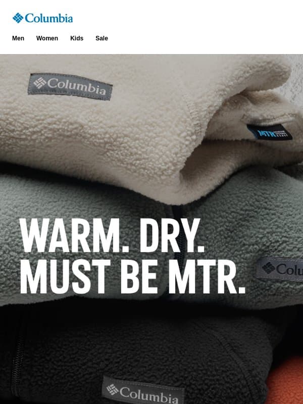 Fleece that fends off drizzle? email from Columbia Sportswear