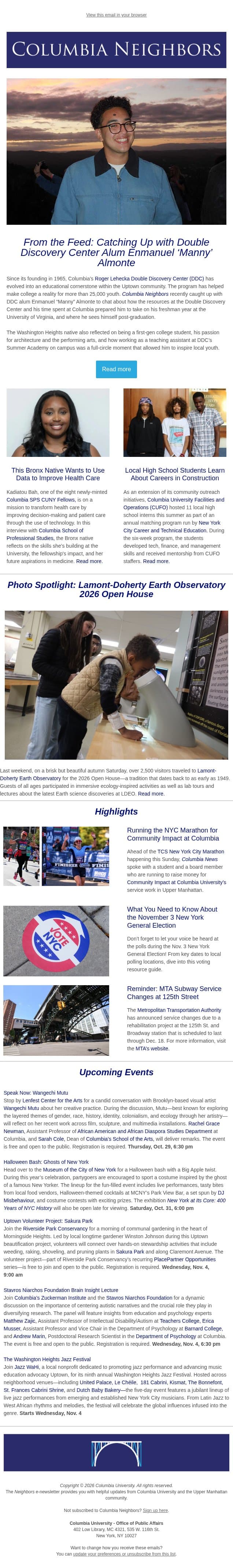 How DDC Supported This Washington Heights Native’s College Journey email from Columbia University screenshot
