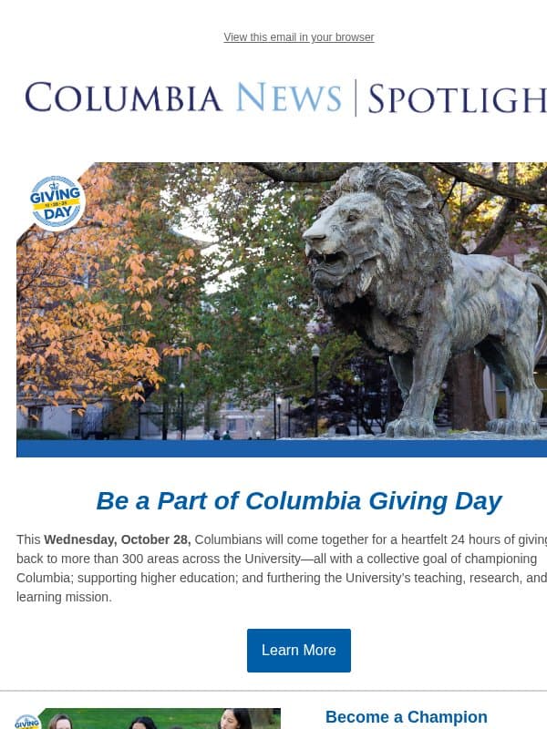Are You Ready for Columbia Giving Day 2026? email from Columbia University