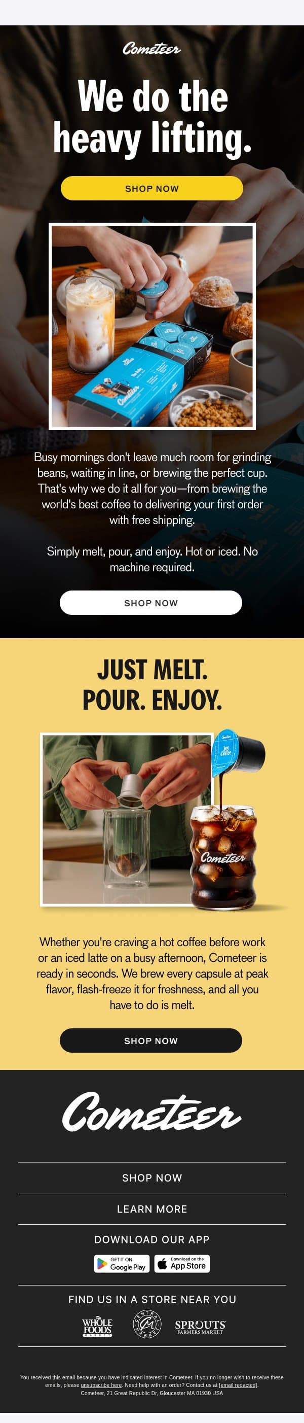 Your easiest morning coffee yet ☕ email from Cometeer screenshot