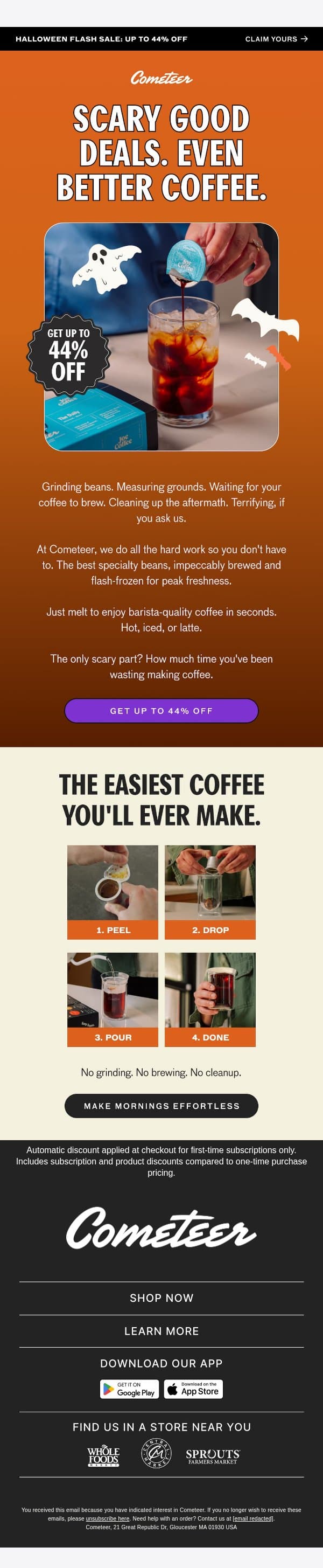 👻 Scary Good Deals: Up to 44% Off! email from Cometeer screenshot
