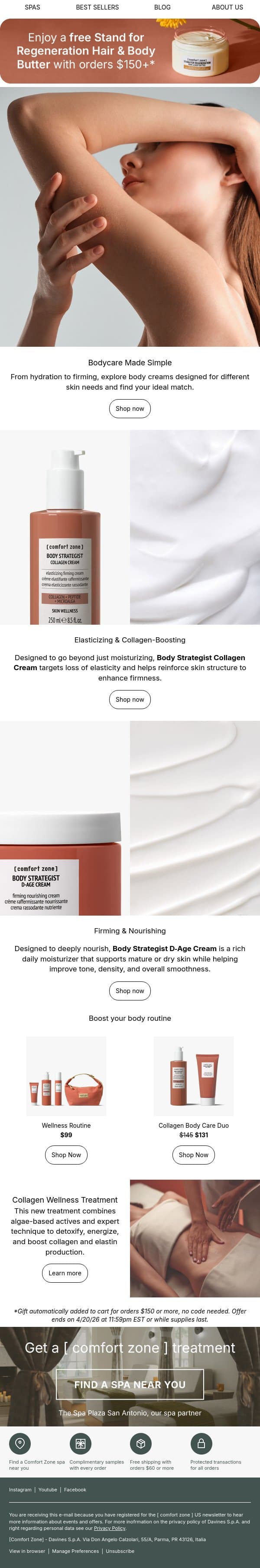Let's Talk Body Creams... email from Comfort Zone screenshot