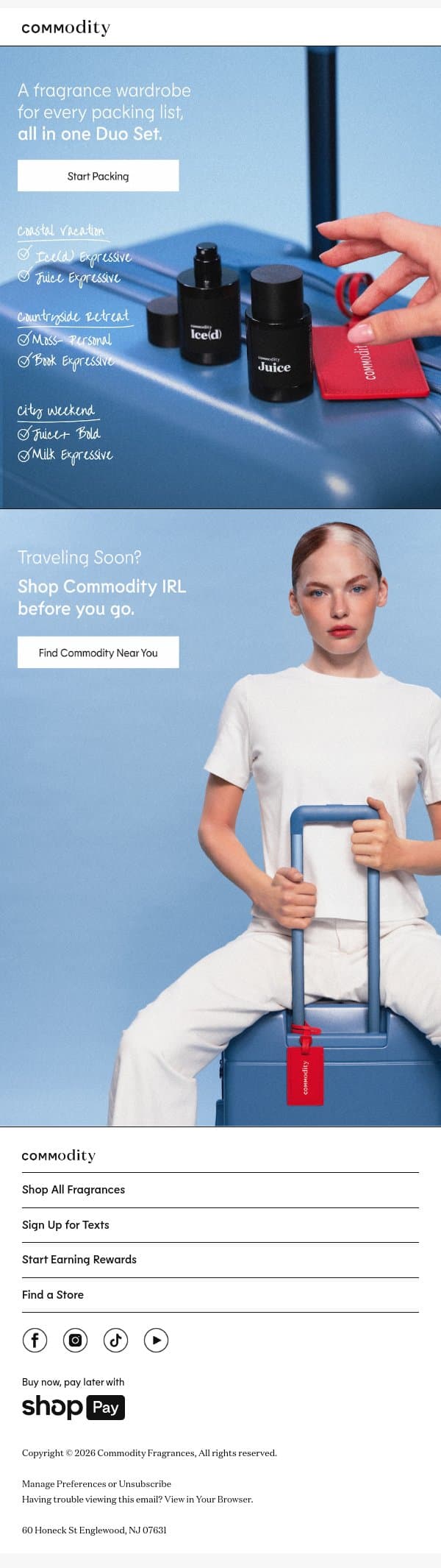 Packing List email from Commodity screenshot