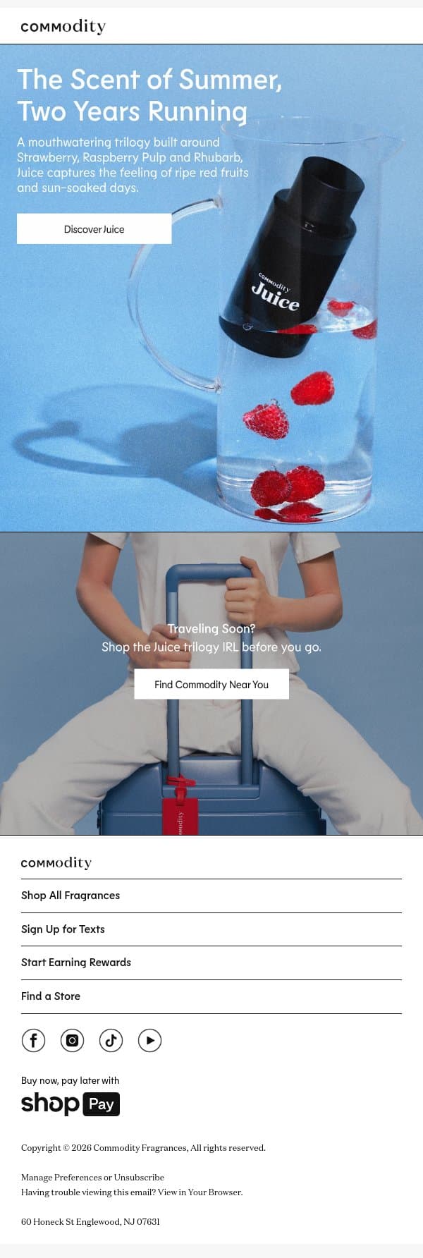 Still the scent of summer email from Commodity screenshot