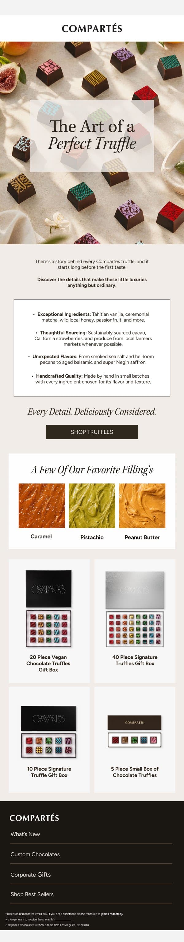 What Makes Our Truffles Extraordinary? ✨ email from Compartes Chocolatier screenshot