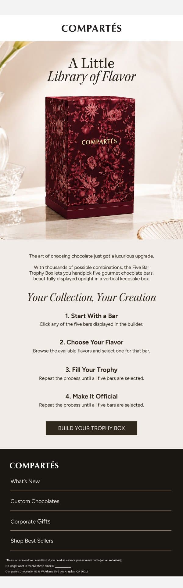 Your Taste Deserves a Trophy 🏆 email from Compartes Chocolatier screenshot