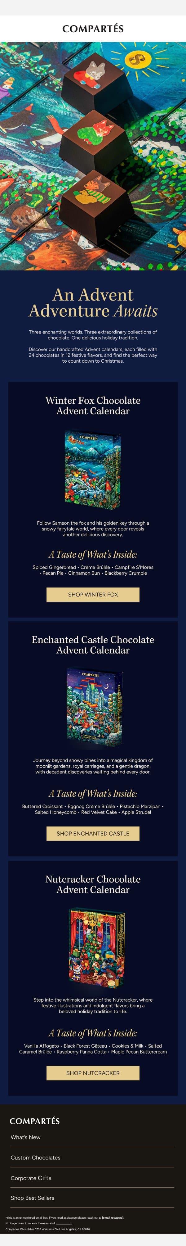 Three Magical Ways to Count Down🎄 email from Compartes Chocolatier screenshot