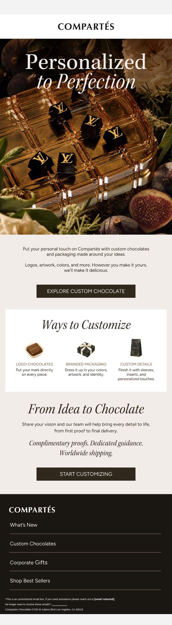 Your Vision, Made Delicious email from Compartes Chocolatier screenshot