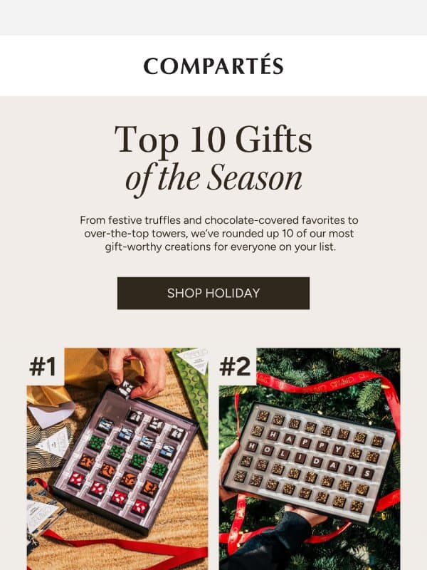 Top Holiday Gifts 🎁🍫 email from Compartes Chocolatier