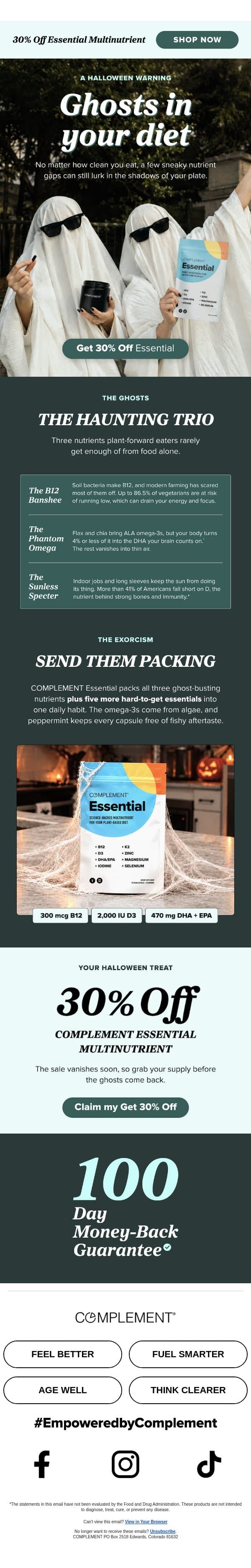 Who’s haunting your plate? 👻 email from Complement screenshot