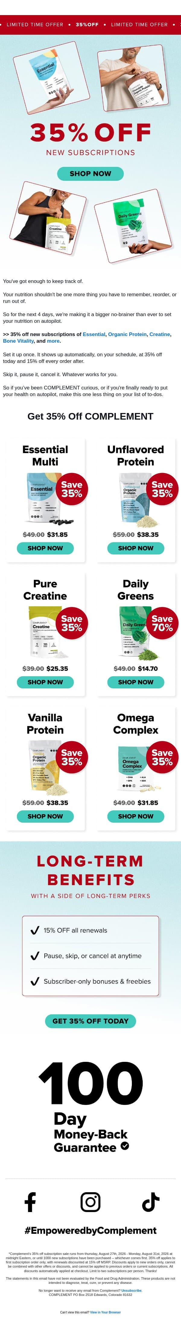 Try COMPLEMENT at 35% Off email from Complement screenshot