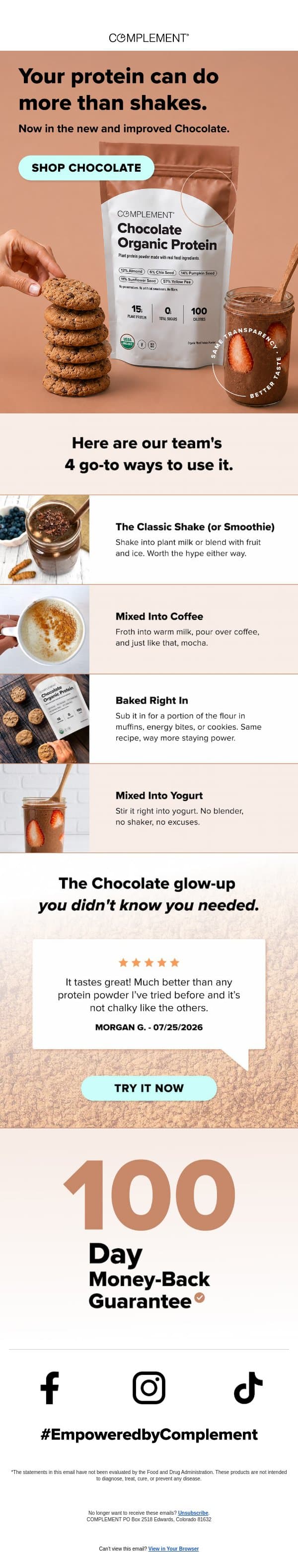 You're using your protein wrong (kind of) email from Complement screenshot