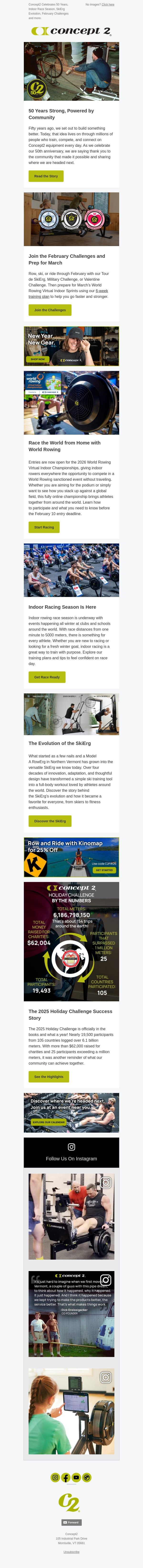 Concept2 News for January 2026 email from Concept2 screenshot