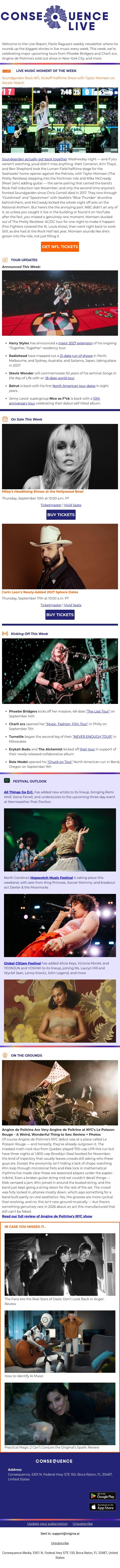 Live Report: The Soundgarden Reunion Few People Actually Saw email from Consequence of Sound screenshot