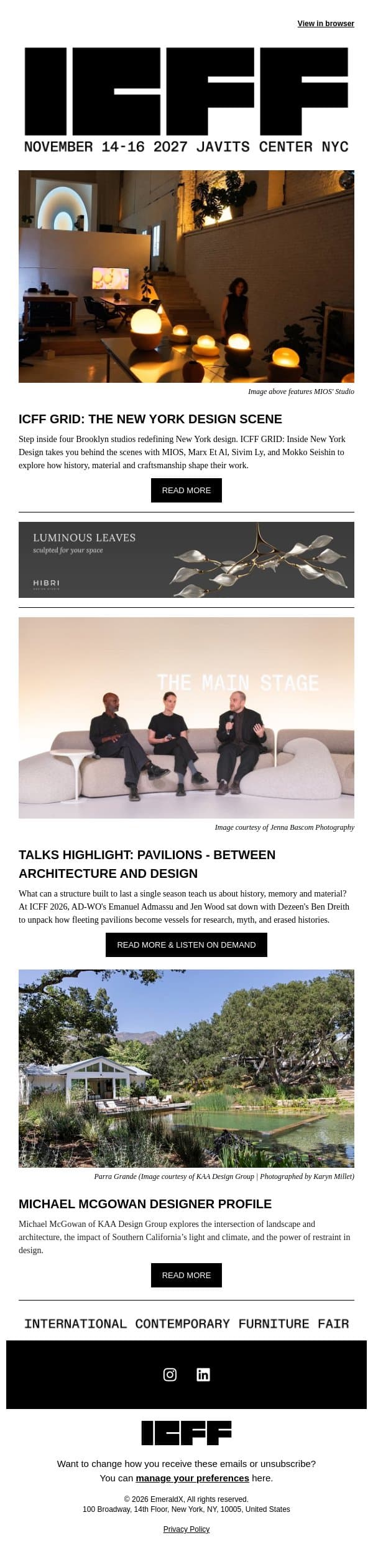 Explore the New York Design Scene with ICFF GRID email from Contract Design screenshot