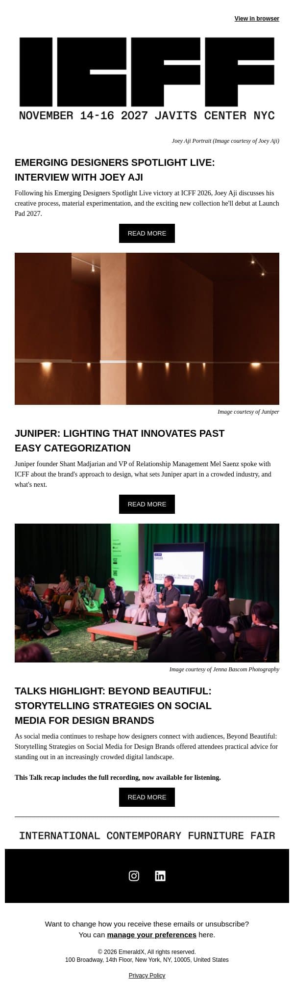 An Interview with Emerging Designers Spotlight Live's Winner: Joey Aji email from Contract Design screenshot