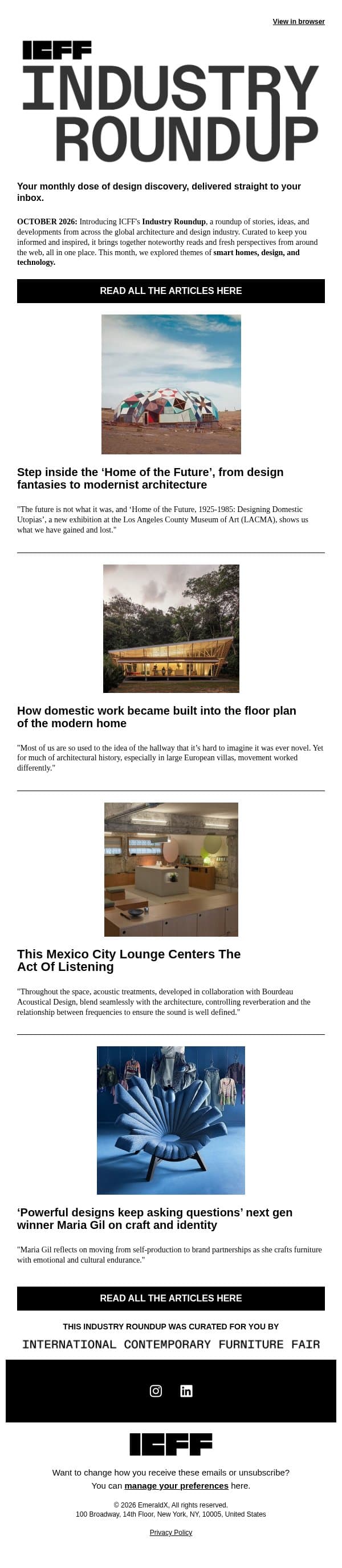 Industry Roundup: October 2026 email from Contract Design screenshot