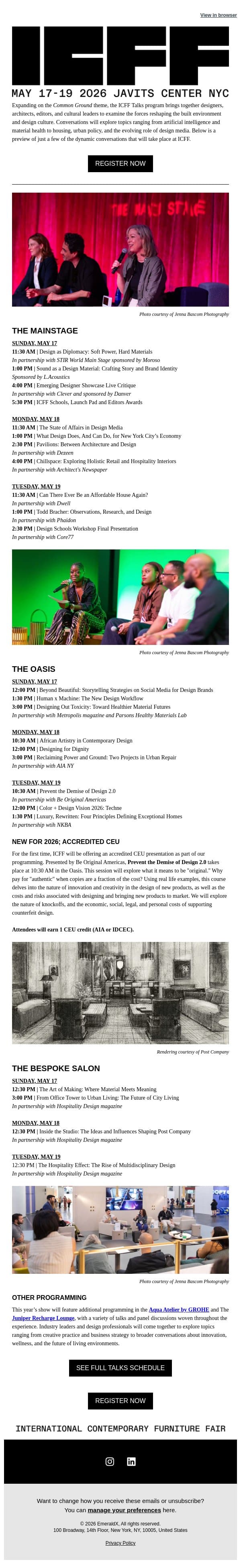 Inside the Fair: Talks Programming Highlights email from Contract Design screenshot