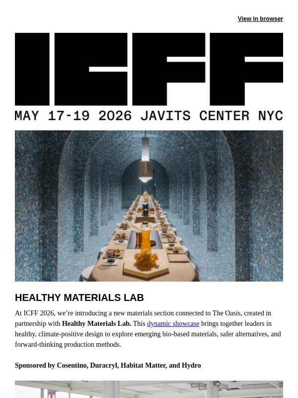 Inside the Fair: Healthy Materials Lab, Rarify x Tecta x Bauhaus Archiv, and Lounges email from Contract Design