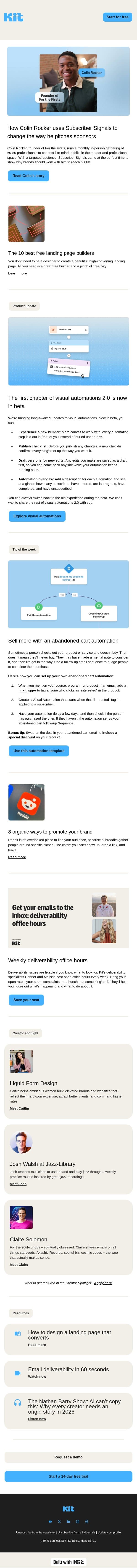 How Colin Rocker uses Subscriber Signals to change the way he pitches sponsors email from ConvertKit screenshot