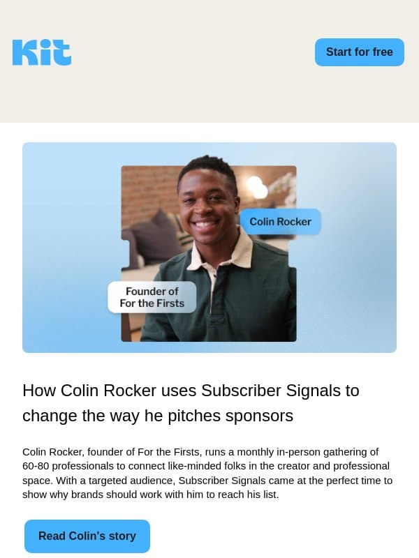 How Colin Rocker uses Subscriber Signals to change the way he pitches sponsors email from ConvertKit