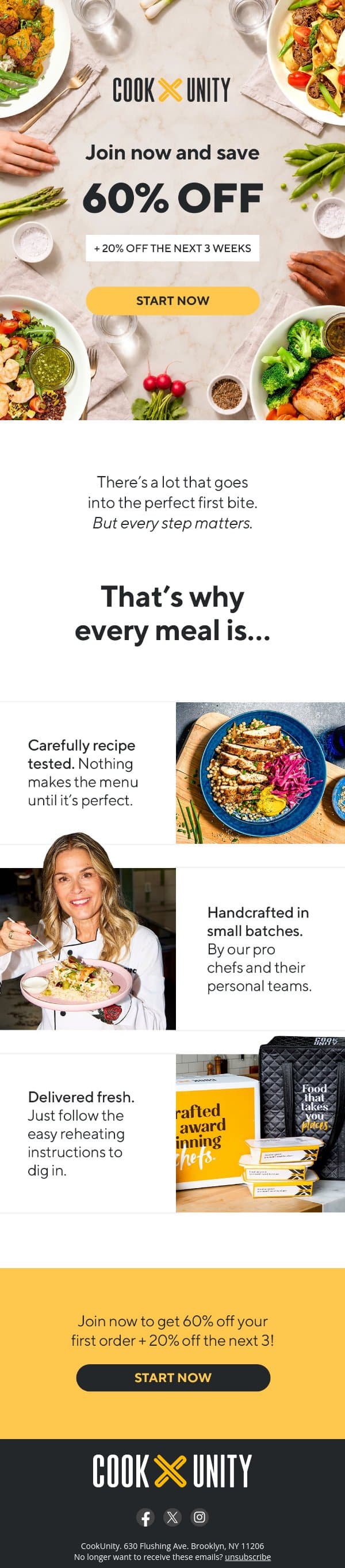 No prep. No cleanup. Just 60% off. email from Cook Unity screenshot
