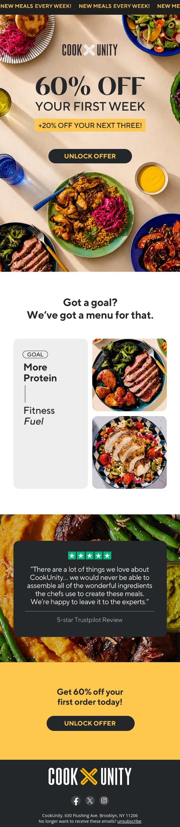 60% off meals from Food Network stars? You got it. email from Cook Unity screenshot