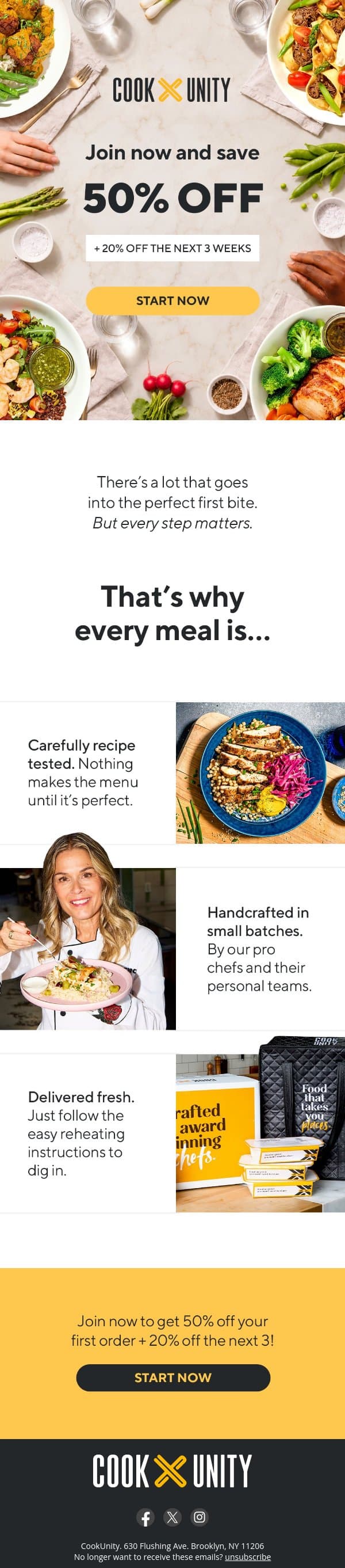 Here's 50% off and a behind-the-scenes look ✨ email from Cook Unity screenshot