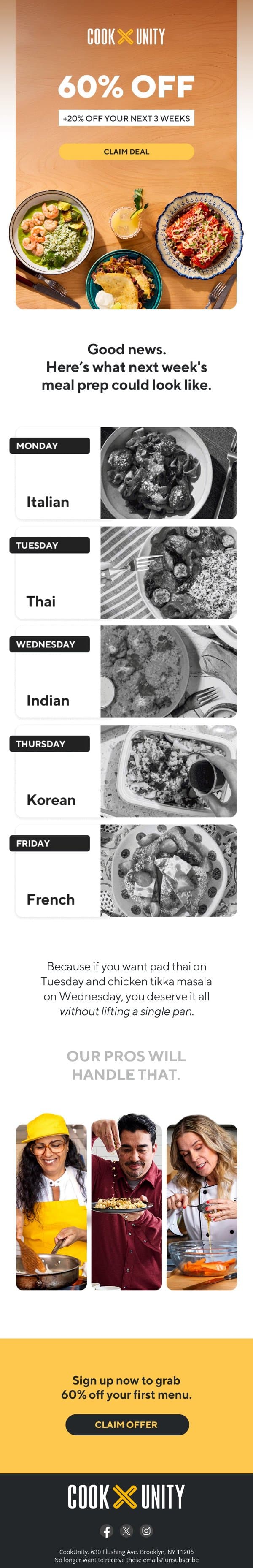 Hey, here's a secret. email from Cook Unity screenshot