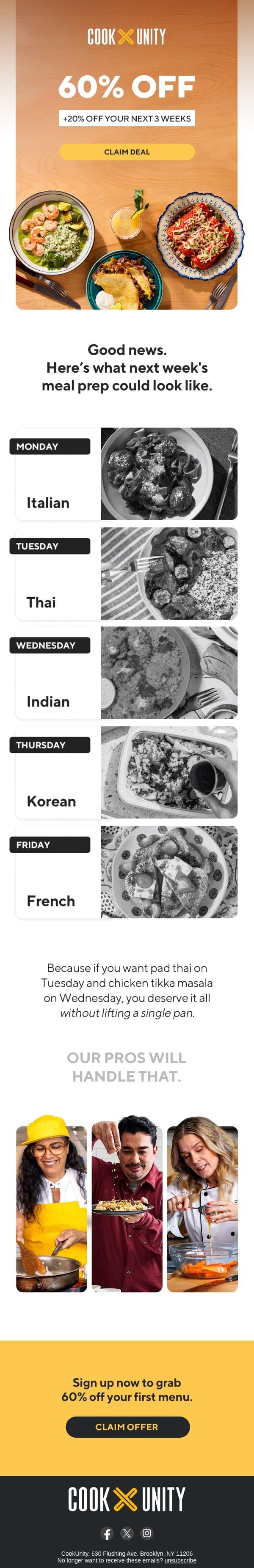 Hey, you deserve better than takeout. email from Cook Unity screenshot