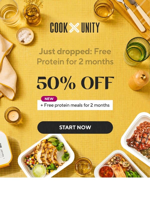 50% off + free protein-packed meals email from Cook Unity