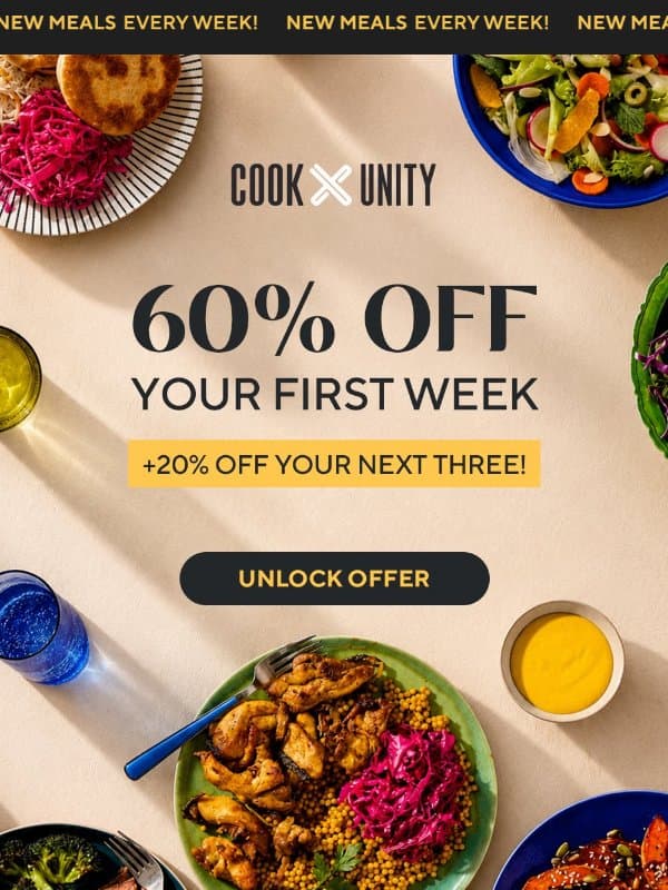 60% off meals from Food Network stars? You got it. email from Cook Unity