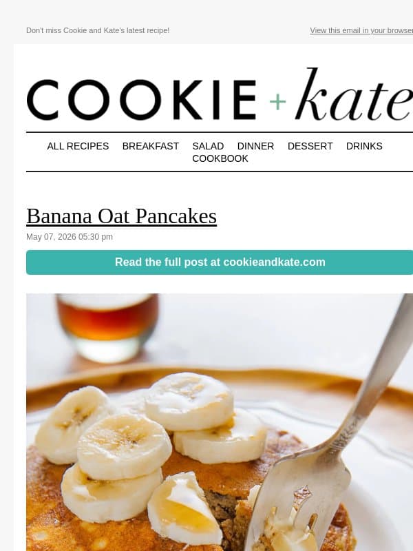 Banana Oat Pancakes email from Cookie and Kate