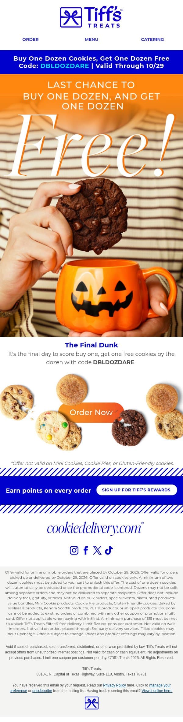 Ends Tonight! Buy 1 Dozen, Get 1 FREE! email from Cookie Delivery screenshot
