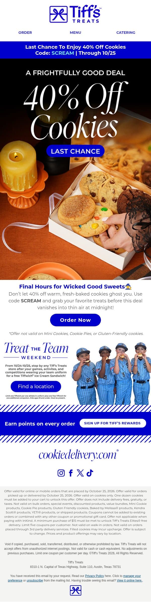 40% Off Cookies: This Un-boo-lievable Offer Ends Tonight!🎃 email from Cookie Delivery screenshot