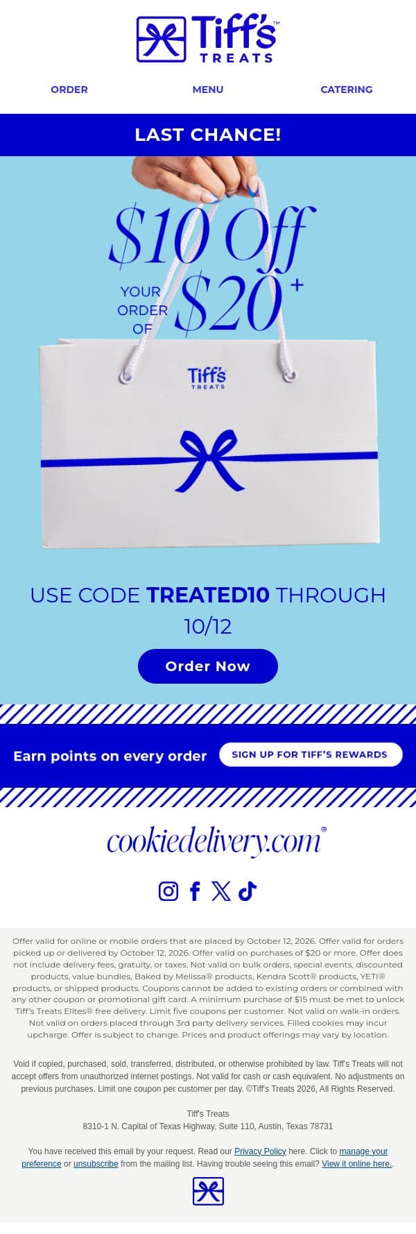 ⏰Your $10 Expires Soon. Tick-Tock email from Cookie Delivery screenshot