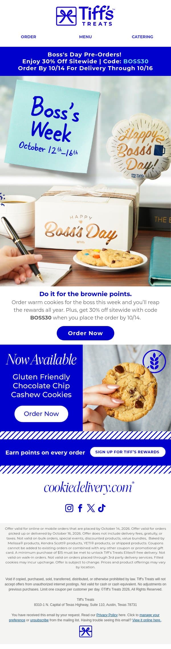 B🍪ss’s Week Begins - Get 30% Off! email from Cookie Delivery screenshot