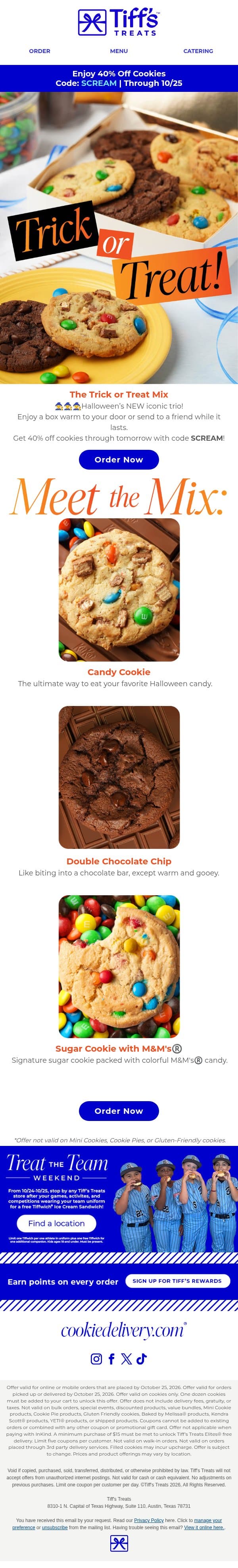 Trick Or Treat Mix Is Mixing Up Spoozy SZN email from Cookie Delivery screenshot