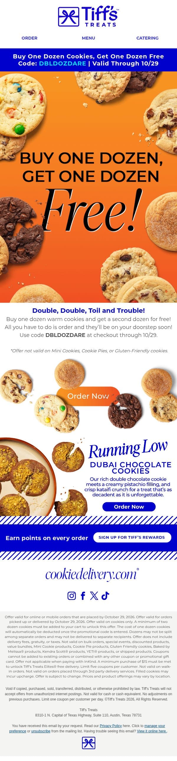 Buy one dozen get one dozen free! email from Cookie Delivery screenshot