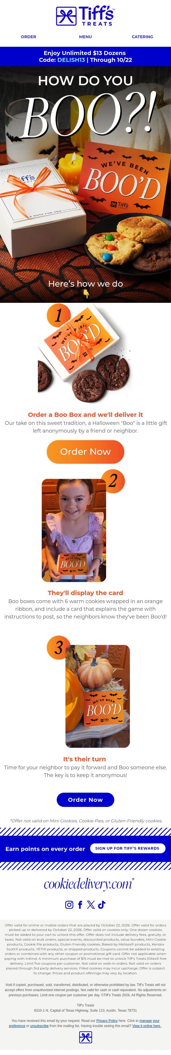You’ve been BOO’d! 👻 Boo Boxes Are Back email from Cookie Delivery screenshot