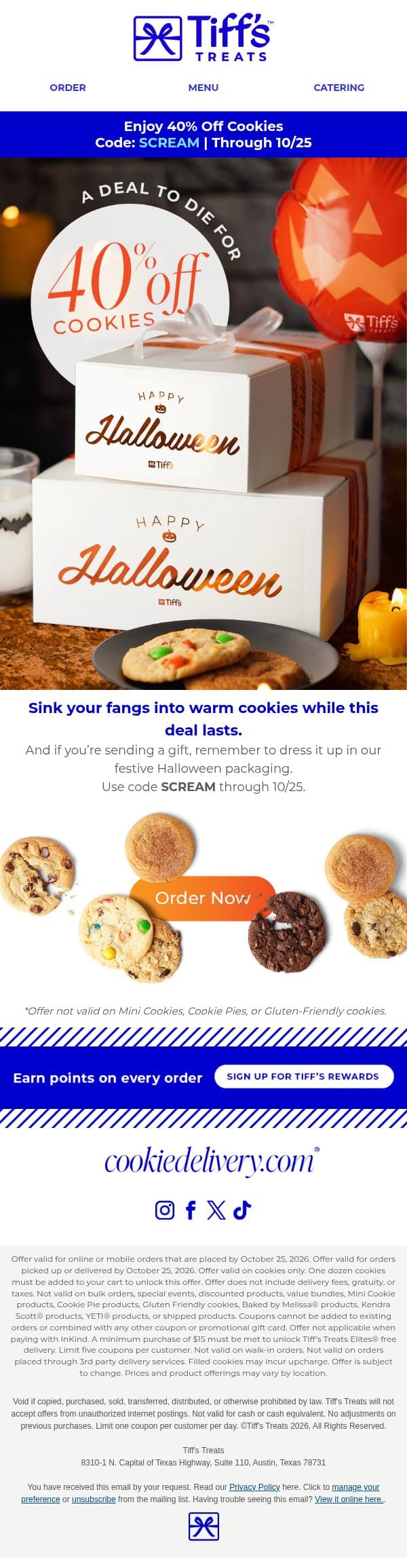 40% Off Cookies - A Deal To Die For email from Cookie Delivery screenshot