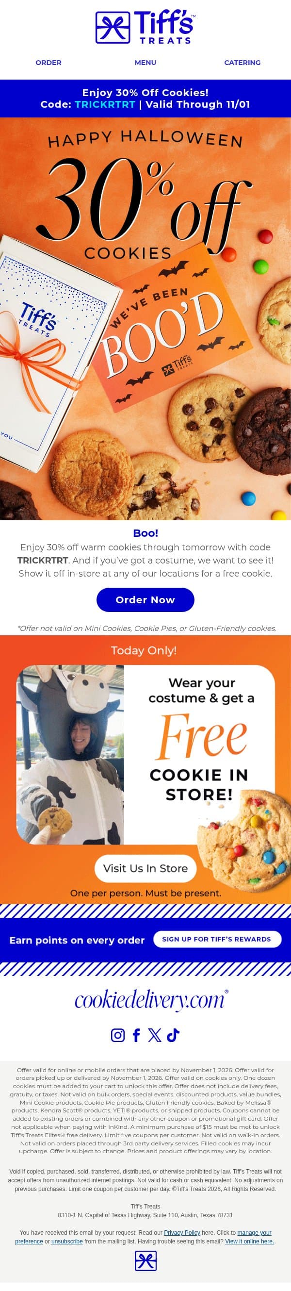 30% Off Cookies! 👻Happy Halloween! email from Cookie Delivery screenshot